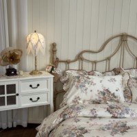Parures de lit de luxe à volants 3 pièces 100 % coton pur imprimé réactif motif floral élégant pour lits simples et doubles