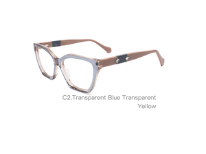 แว่นตาทรงแคทอายสุดหรูพร้อมเพชรฝังกรอบอะซิเตทโปร่งแสง กรอบแว่นตาผู้หญิงที่ทันสมัยและใช้งานได้หลากหลาย - Product Image 3