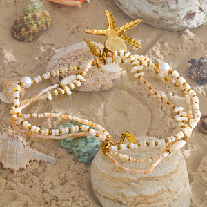 <span class=keywords><strong>Collier</strong></span> personnalisé Mchic, fait main, perles de coquillages simulées, plaqué or, acier inoxydable, pendentif en forme d'étoile - Product Image 5