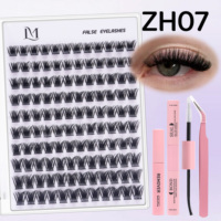 Kit de cils en grappe Anime Manga faits à la main pour extension de cils DIY, cils segmentés effilés et vaporeux avec colle et fixateur en plastique