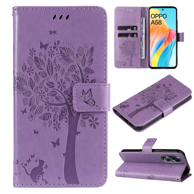 For OPPO A79 A58 A38 A18 A78 A98 A17 A57 A77 A57S A96 A36 A76 PU Leather Flip Wallet Phone case Holster Cover