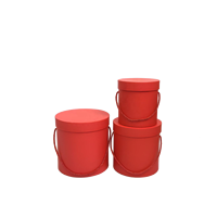 En stock (personnalisation acceptée) – Lot de 3 boîtes rondes unies sans logo – Boîte à fleurs, emballage, seau à fleurs, seau rond avec corde