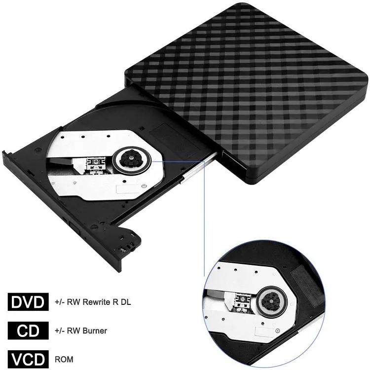 Bester Preis ultra dünner Laptop USB3.0 externes optisches Laufwerk DVD-Brenner DVD-RW-Player CD-Computer mit optischem Laufwerk