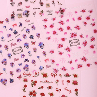 Autocollants pour ongles autocollants Saint-Valentin Rose Cœur Amour Fleur Étoile Décorations de manucure