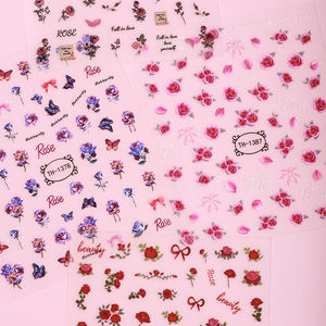 עצמי מחוון מדבקות יום ציפורן decals ורדים אהבה פרח לב כוכב מניקור קישוט - Product Image 5