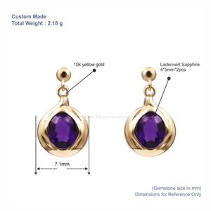 ต่างหูทองคำ 10K รุ่นคลาสสิก Tianyu Gems ประดับด้วยอเมทิสต์ทรงหยดน้ำสีม่วง สำหรับผู้หญิง สวมใส่ได้ทุกวัน - Product Image 3