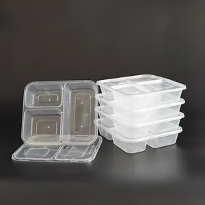 علبة وجبة الغداء للأطعمة للاستعمال مرة واحدة قابلة للتعليب في الميكروويف بلاستيك لتعبئة الأطعمة الخارجية مقسمة إلى 1 2 3 4 5 قطع