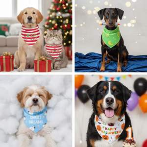 בנדנה משולשת רכה ונושמת לחיות מחמד עם לוגו בהתאמה אישית, עשויה פוליאסטר, מתאימה לפעילויות חוץ ומתנה נהדרת. - Product Image 5