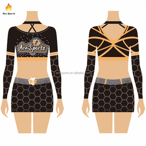 Custom Sexy Meisje Cheerleader Kostuum Hot Spandex Kinduniformen Met Strass Gedrukte Technieken Sublimatie Set - Product Image 4