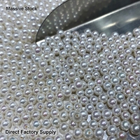Perles de culture d'eau douce naturelles blanches à fort lustre, demi-percées, rondes, qualité AAAAA, pour la fabrication de bijoux DIY