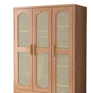 Mueble Hengke, Armario Nórdico de Madera de Fresno, Puerta de Ratán de Madera Maciza, Armario de Almacenamiento con Puertas Abatibles para Dormitorio o Apartamento Pequeño - Product Image 4
