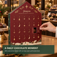 Boîte de calendrier de l'avent minimaliste en forme de maison, matériaux recyclés, fermeture magnétique, design personnalisable pour cadeaux de fêtes et vente au détail