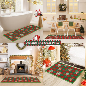 Decoraciones Navideñas, Juego de Alfombras y Tapetes de Cocina con Diseño a Cuadros Buffalo, Antideslizantes, Lavables, con Diseño de Copos de Nieve - Product Image 6