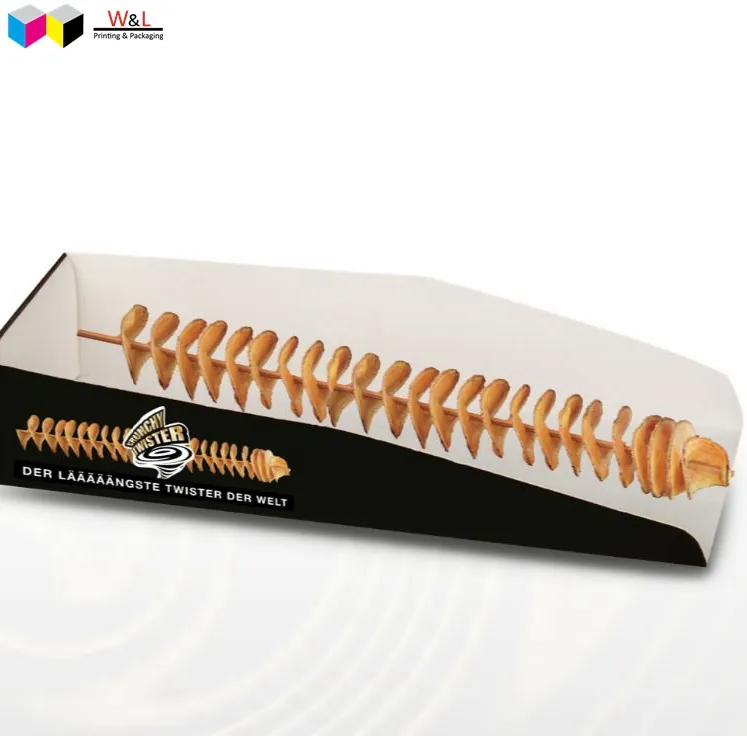biodegradable take away take out go to100% food grade paper twisted potato stick paper box tray