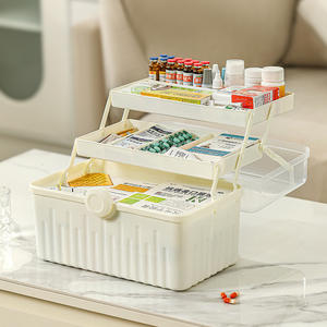 رف تخزين أدوية محمول بسعة كبيرة من 3 طبقات ، متعدد الوظائف ، بلاستيك بولي بروبلين للحقن المنزلي الشفاف - Product Image 5