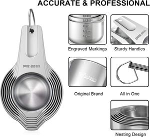Stainless Steel Eco-Friendly Nesting <b>Measuring</b> Cups and <b>Spoons</b> Set 20 Pieces - Product Image 2