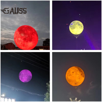 Ballon à hélium lumineux GAUSS à levitation aérienne avec projection, taille gonflée de 12 pieds, pour spectacle de festival sur le thème de la Lune
