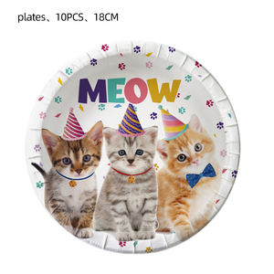 Juego de vajilla de fiesta de Pascua con temática de gato mascota, servilletas de vaso de papel, pajitas de cumpleaños, decoraciones de tela de fondo para Baby Shower - Product Image 2