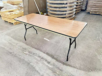 Table d'événement pliante en contreplaqué pour banquet d'hôtel, rectangle, vente en gros