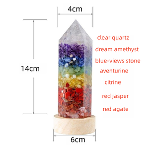 천연 크리스탈 칩 수지 야간 조명 오리지널 에너지 오르고인테 타워 7 차크라 램프 - Product Image 4