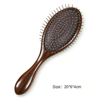 Brosse à cheveux en bois de santal naturel avec pointe en acier, peigne de massage antistatique, démêlant, soin du cuir chevelu, mini brosse portable
