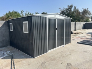 Abri <span class=keywords><strong>de</strong></span> jardin marron 12x10 pieds avec <span class=keywords><strong>porte</strong></span> coulissante et 4 fenêtres, abri <span class=keywords><strong>de</strong></span> rangement extérieur en métal à <span class=keywords><strong>toit</strong></span> en pente - Product Image 6