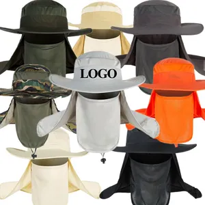 Gorra de pescador impermeable personalizada protección UV sombrero de Sol de camuflaje de pescador con solapa para el cuello sombreros de cubo de secado rápido