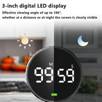 数字旋转 LED 计时器 学习计时器，带大屏幕 3 种音量级别 环保塑料设计
