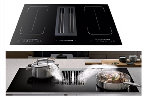 Plaque de cuisson à Induction NEG en verre cristal poli noir 4 zones de cuisson avec extracteur à tirage vers le bas - Product Image 5