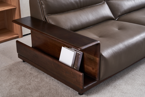 Ensemble modulaire en cuir véritable brun foncé de luxe, personnalisable, extensible, en forme de L, pour salon d'appartement - Product Image 4