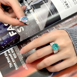 High Quality Jewelry Eco-friendly Copper Rose Cut 12mm Gradient Zircon Large Colorful Statement <b>Rings</b> for Women - Product Image 6