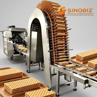 Ligne complète de production de gaufrettes tout-en-un : Machine entièrement automatique pour la fabrication de gaufrettes fourrées à la crème, au chocolat et de snacks.