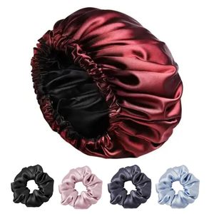 Gorro de Satén de Doble Capa Ajustable con Logotipo Personalizado, Gorro de Dormir para Mujer, para Peinar el Cabello Durante el Sueño, Cuidado del Cabello Natural - Product Image 2