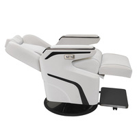 Fauteuil de Barbier Ergonomique Luxe Blanc Argenté 2025 – Durable, Moderne, en Acier Inoxydable, Siège en Cuir Inclinable, Pompe Hydraulique Robuste