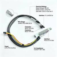 Câble d'extension Riser PCIe 5.0 X16 de longueur personnalisée, MCIO 8x vers carte de slot GPU avec faisceau de câbles d'alimentation 6 broches pour serveur d'entreprise