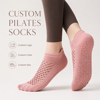 Chaussettes de yoga et de Pilates pour femmes à coupe basse, respirantes, antidérapantes, en maille ouverte sur le dos du pied, avec logo personnalisé