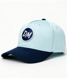 Custom High Performance Light Blue & <b>Navy</b> Golf Cap with Custom Embroidered Patch Adjustable Breathable Sports <b>Hat</b> for Golfers - Product Image 3