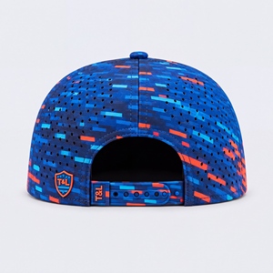 Golf <b>Cap</b> Digital <b>Camo</b> Blue Orange Waterproof PVC Patch Rope Snapback 5 Panel Perforated Breathable Athletic Outdoor Men Women - Product Image 4