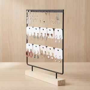 Expositor de Pendientes de Metal con Base de Madera, Organizador de Joyería, Soporte para Exhibición de Pendientes para Mostrador de Tienda - Product Image 3