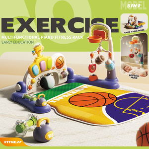 AJB <span class=keywords><strong>Gimnasio</strong></span> de actividades 5 en 1 con piano de pedales, aro de baloncesto y sonajeros desmontables para bebés, juguete de educación temprana - Product Image 1