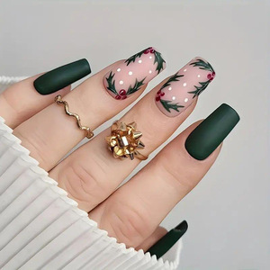 <span class=keywords><strong>Automne</strong></span> hiver à la mode français chapeau de noël presse-sur les <span class=keywords><strong>ongles</strong></span> courts gelée autocollants faux <span class=keywords><strong>ongles</strong></span> 10 pièces couverture complète <span class=keywords><strong>ongles</strong></span> conseils - Product Image 6