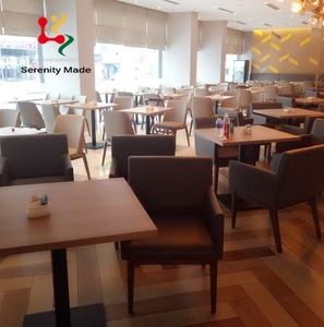 Meubles de restaurant en <span class=keywords><strong>bois</strong></span> massif de <span class=keywords><strong>haute</strong></span> qualité, plateau carré, café, café, <span class=keywords><strong>table</strong></span> à manger avec base en métal, vente en gros - Product Image 2