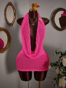 วิวิบลุค Z811DS03 ชุดเดรสฤดูร้อนผู้หญิงเซ็กซี่ถักแบบผูกคอคอปกแบบสวิงแขนกุดชุดเดรสบอดี้คอนมินิสำหรับวันหยุดที่ชายหาด - Product Image 5