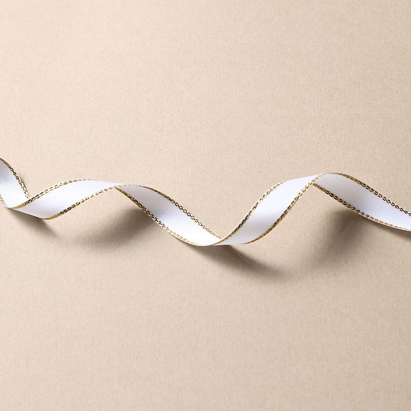 Gold Edge White Ribbon 1m