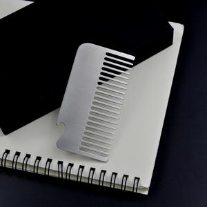Holesale-peine profesional de acero inoxidable para peluquería, peine portátil de bolsillo con tarjeta de metal, 2022 - Product Image 2