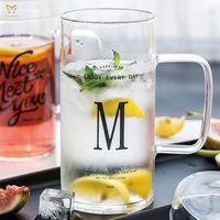 Mug à café en verre borosilicate de grande taille 700 ml, grande capacité pour jus, lait, café avec décalcomanie personnalisée