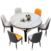 Nouvelles tables extensibles adaptées aux halls d'hôtel et aux salles à manger, plateau en pierre, tables carrées en bois massif
