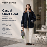 VEGA CHANG – Manteau court décontracté pour le bureau, avec col contrastant et design tendance, idéal pour le quotidien, inspection qualité assurée