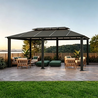 Pergola extérieure en aluminium, facile à assembler, imperméable, résistante au vent, toit à lamelles motorisé, lamelles de toit automatiques