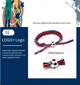 Sporty Hemp Rope Wrap <b>Bracelets</b> With Football Charm Unisex country flag color woven football <b>bracelet</b> - Product Image 4